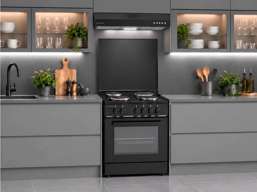 SILIFO SF6147CFEB black electric cooker in a modern grey kitchen
