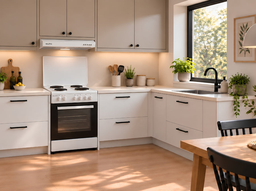 SILIFO SF6155CFEW white electric cooker in a modern white kitchen